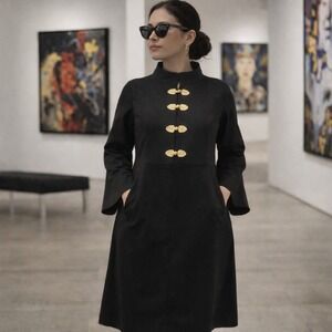 Stylewe Black Dress 2XL, Mandarin‎ Collar, Frog Closures, Flare Sleeve